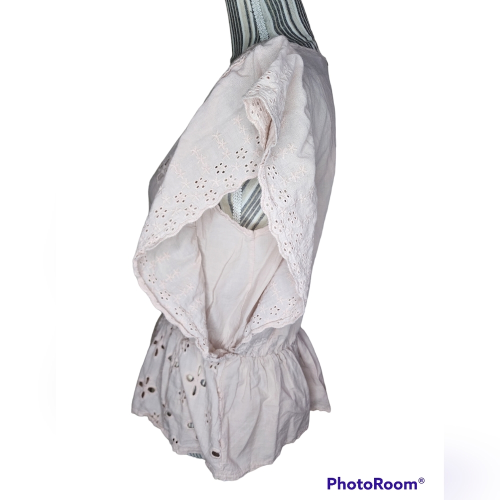 Huang's Made in Italy women's embroidered  flutter sleeves top size S - Picture 4 of 6